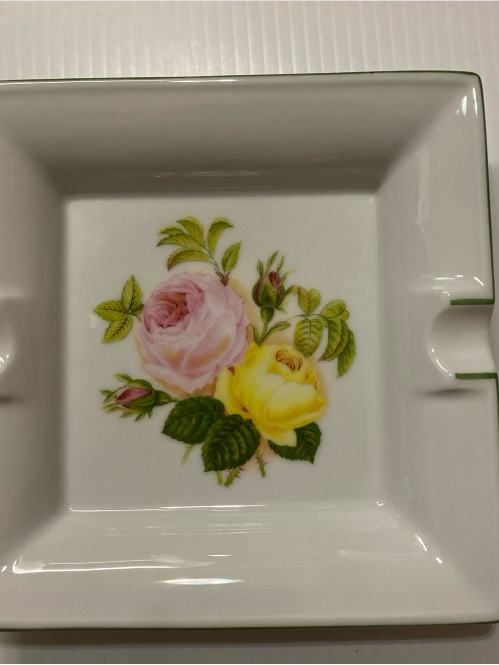Le Pavillon de la Porcelaine Limoges France Cigar Ashtray Square Roses